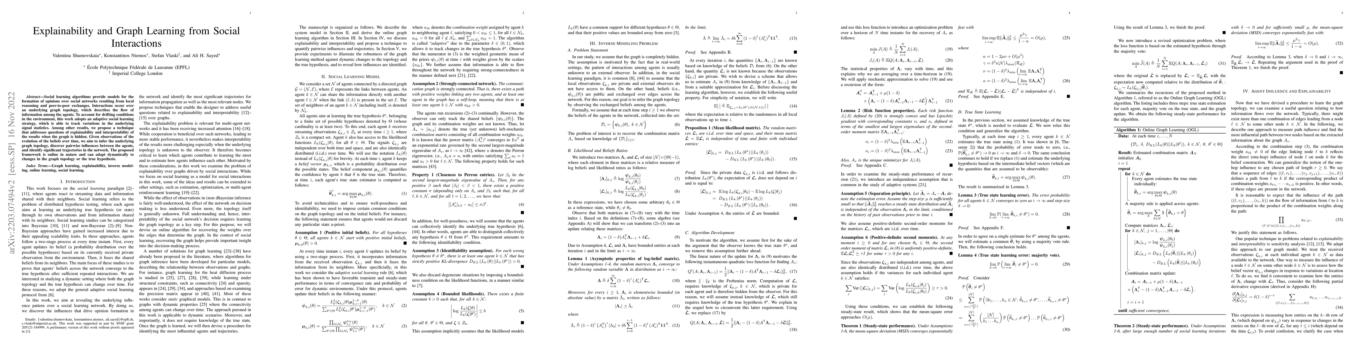 Thumbnail for Explainability and Graph Learning from Social Interactions