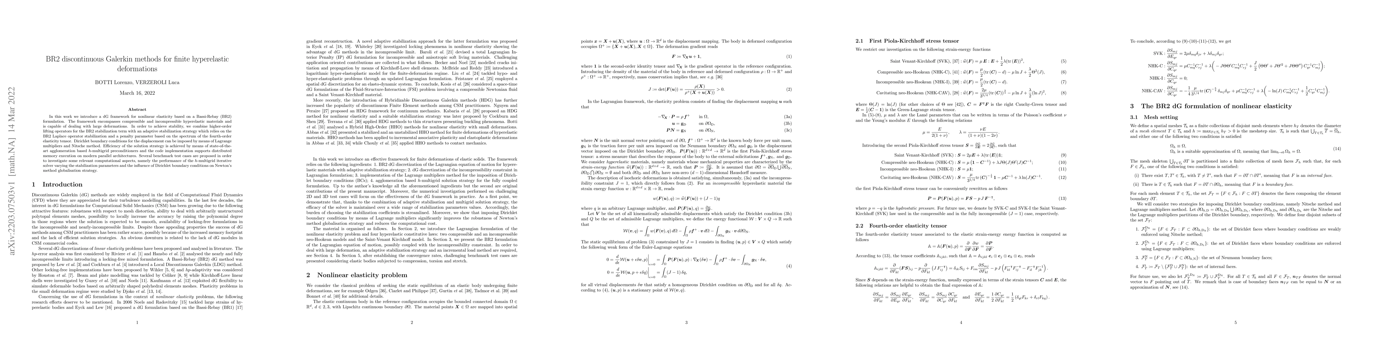 Thumbnail for BR2 discontinuous Galerkin methods for finite hyperelastic deformations