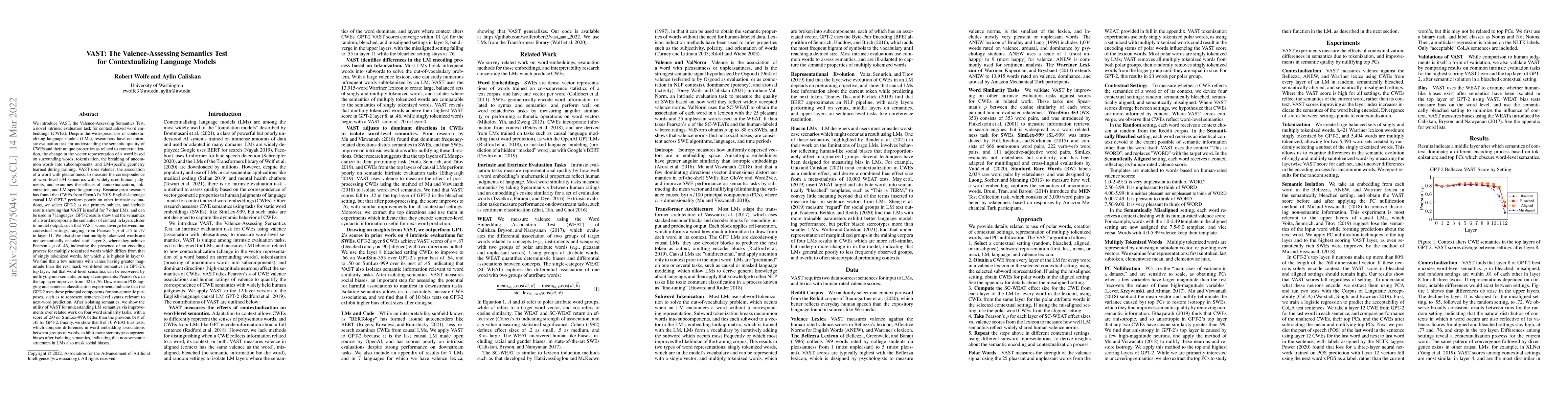 Thumbnail for VAST: The Valence-Assessing Semantics Test for Contextualizing Language
  Models