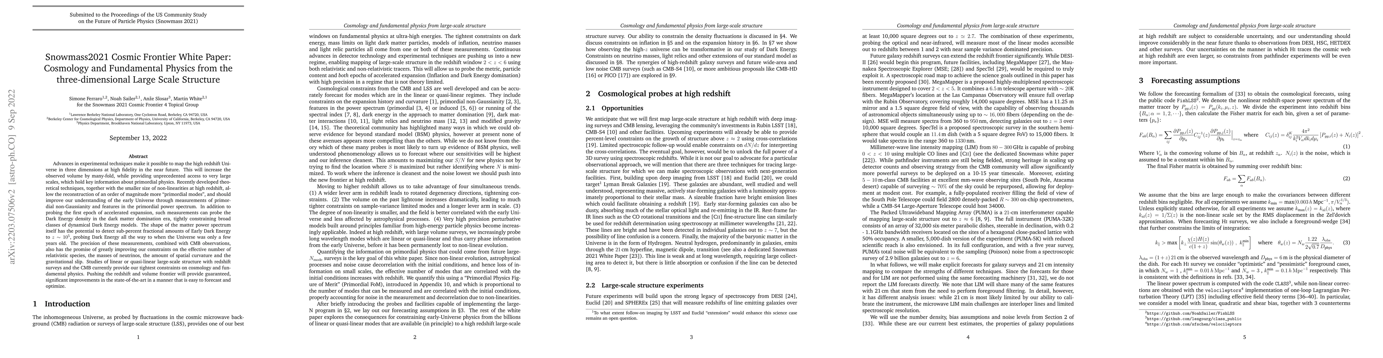 Thumbnail for Snowmass2021 Cosmic Frontier White Paper: Cosmology and Fundamental
  Physics from the three-dimensional Large Scale Structure