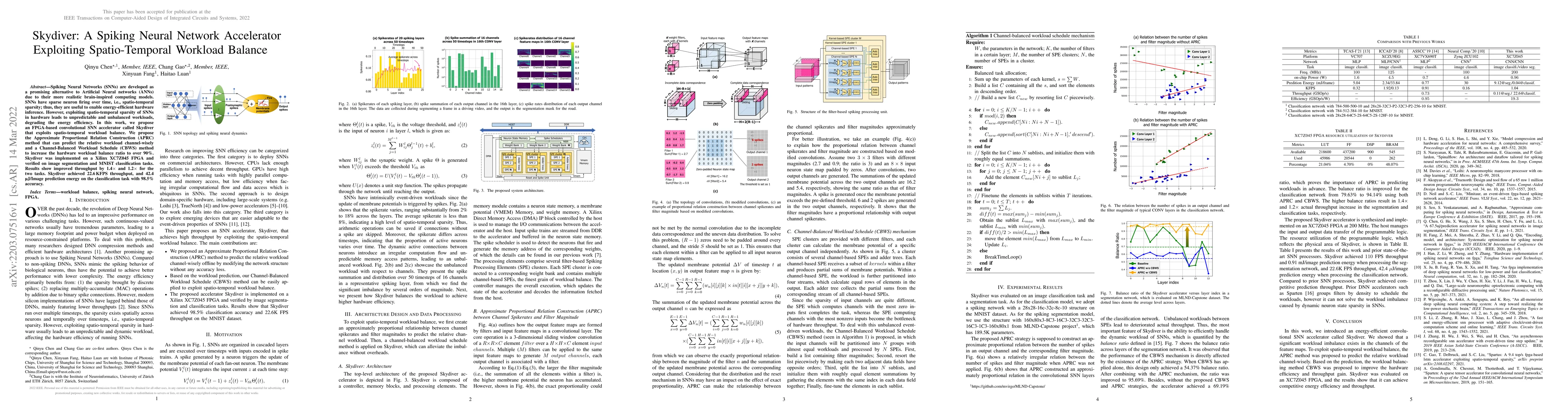 Thumbnail for Skydiver: A Spiking Neural Network Accelerator Exploiting
  Spatio-Temporal Workload Balance