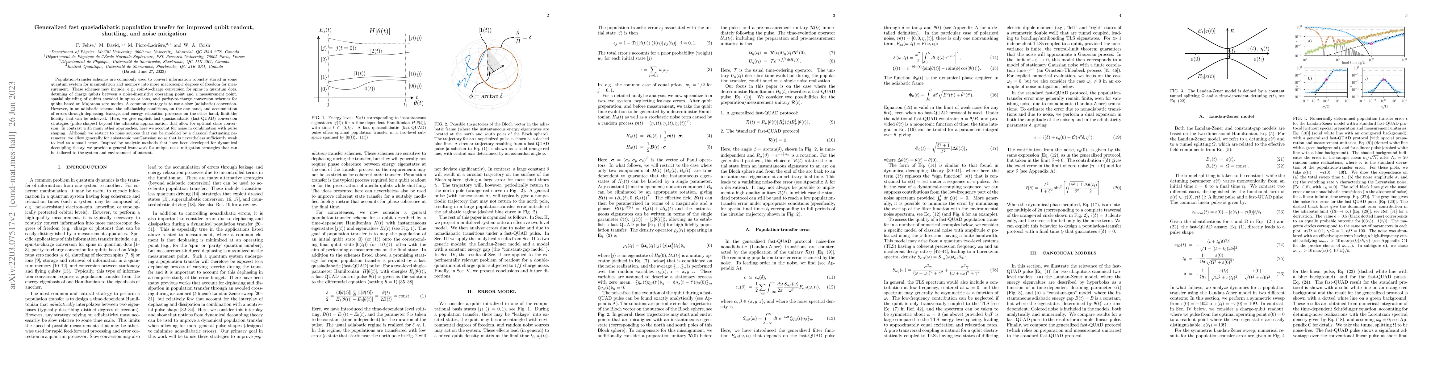 Thumbnail for Generalized fast quasi-adiabatic population transfer for improved qubit
  readout, shuttling, and noise mitigation