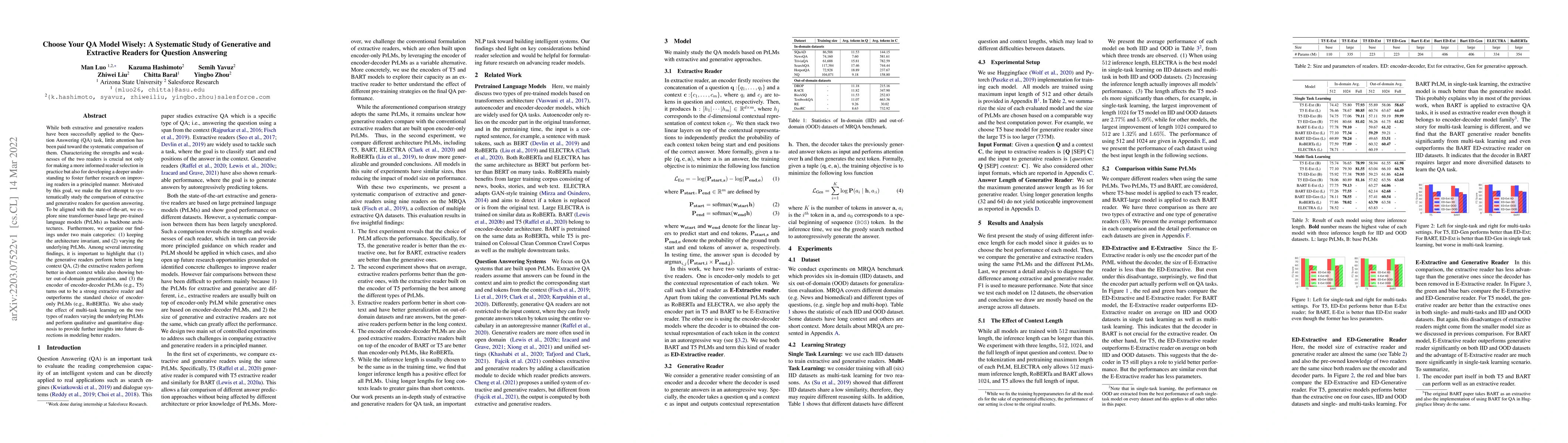 Thumbnail for Choose Your QA Model Wisely: A Systematic Study of Generative and
  Extractive Readers for Question Answering