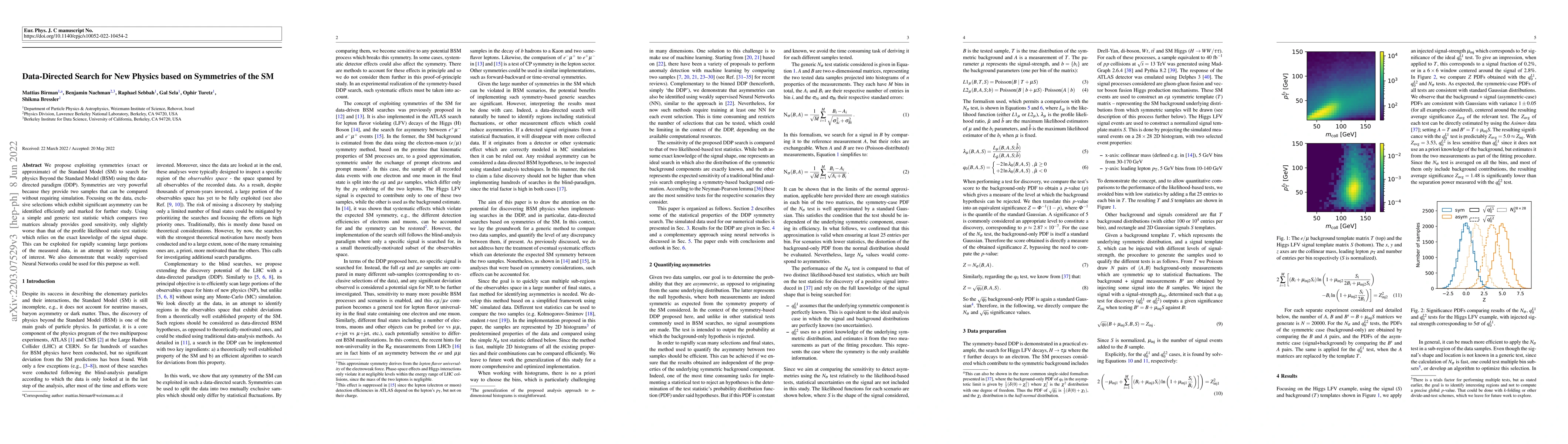 Thumbnail for Data-Directed Search for New Physics based on Symmetries of the SM
