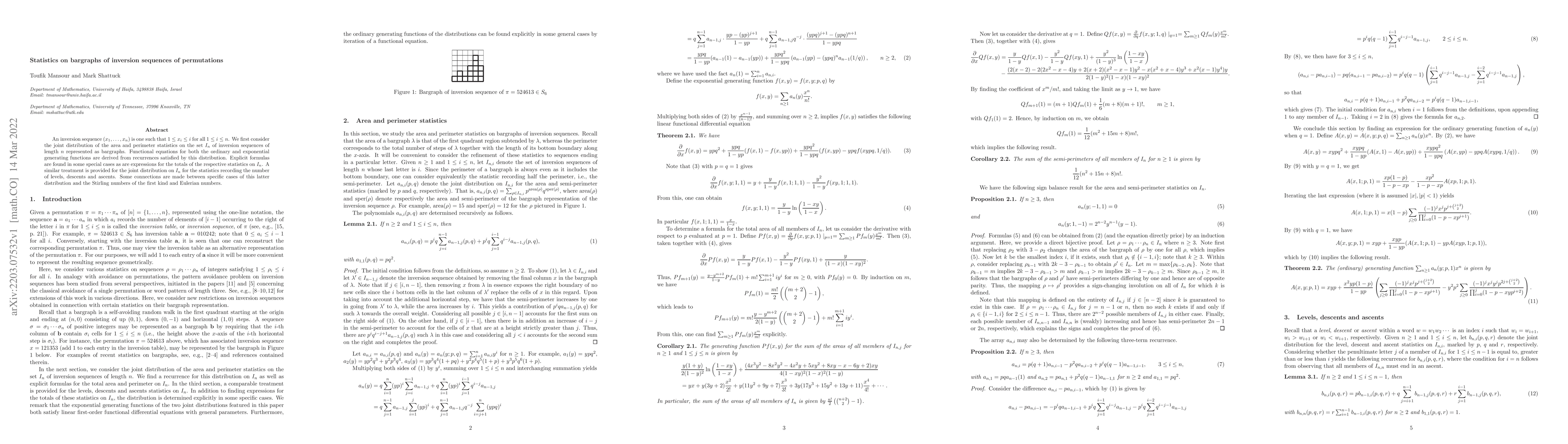 Thumbnail for Statistics on bargraphs of inversion sequences of permutations