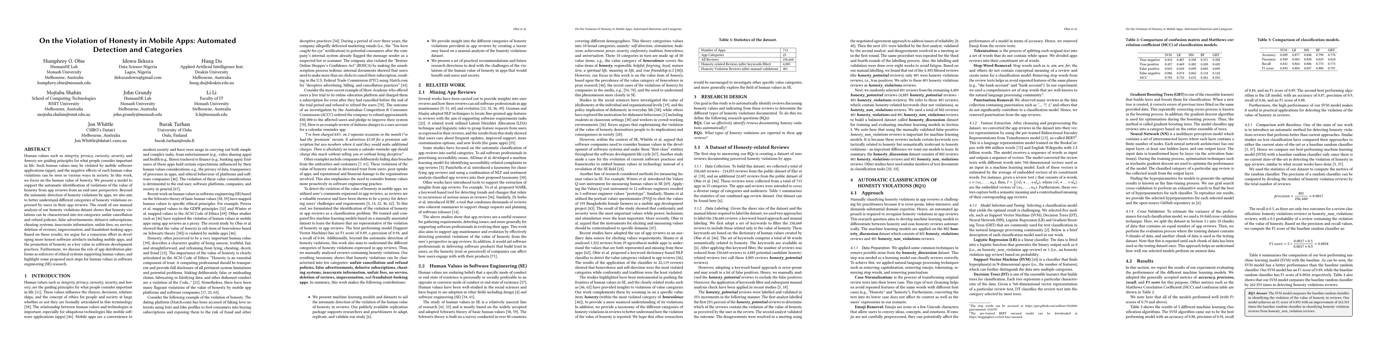 Thumbnail for On the Violation of Honesty in Mobile Apps: Automated Detection and
  Categories
