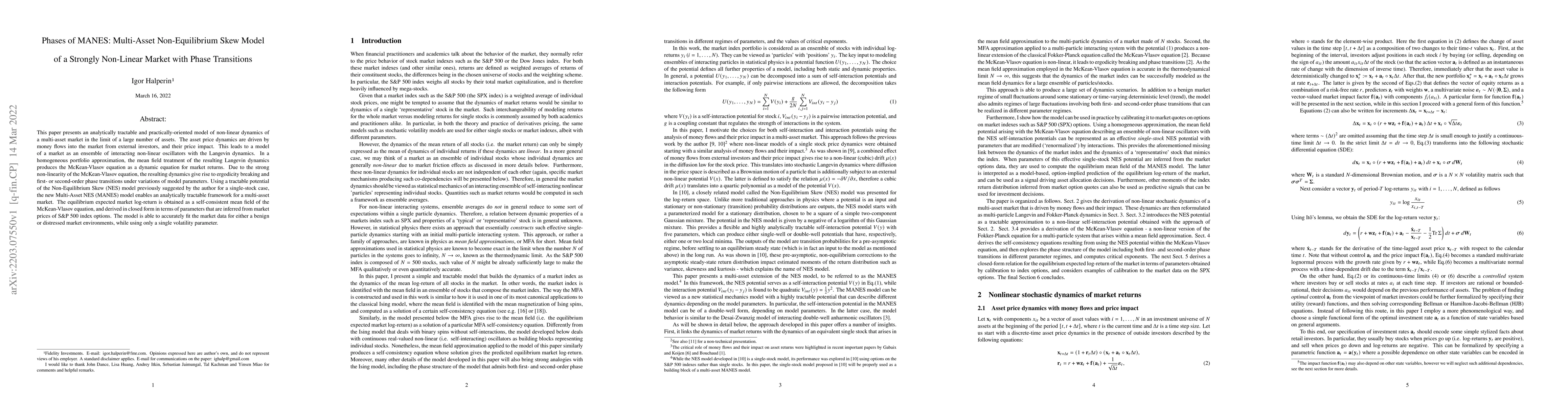 Thumbnail for Phases of MANES: Multi-Asset Non-Equilibrium Skew Model of a Strongly
  Non-Linear Market with Phase Transitions