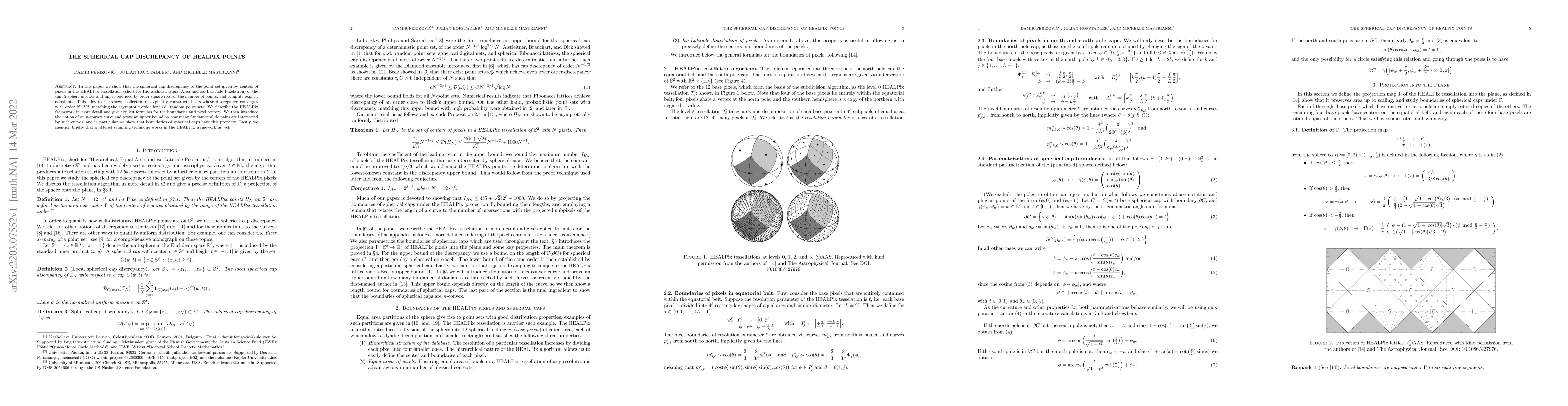 Thumbnail for The Spherical Cap Discrepancy of HEALPix Points
