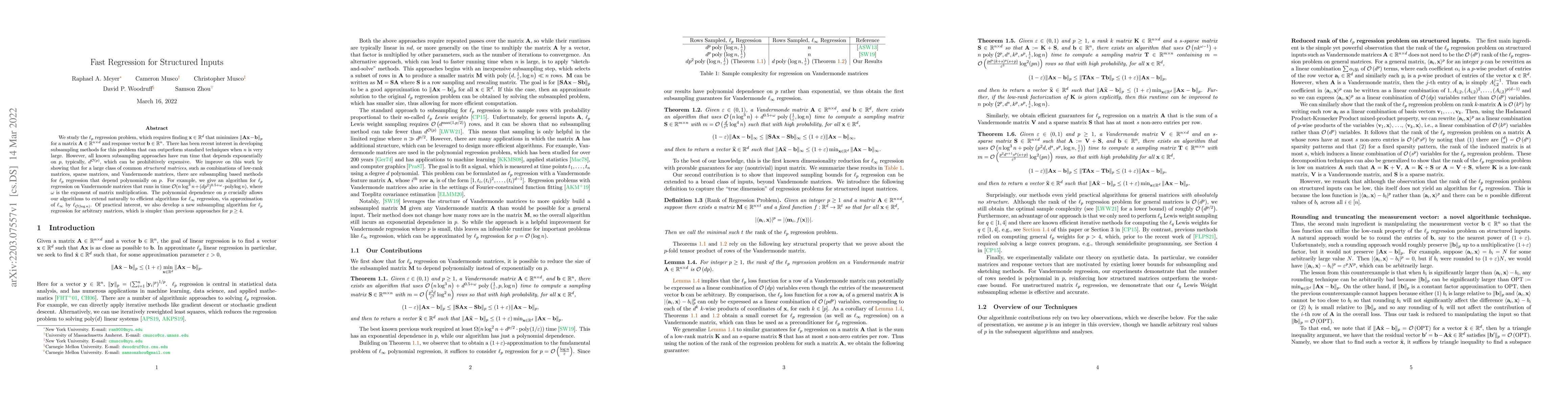 Thumbnail for Fast Regression for Structured Inputs