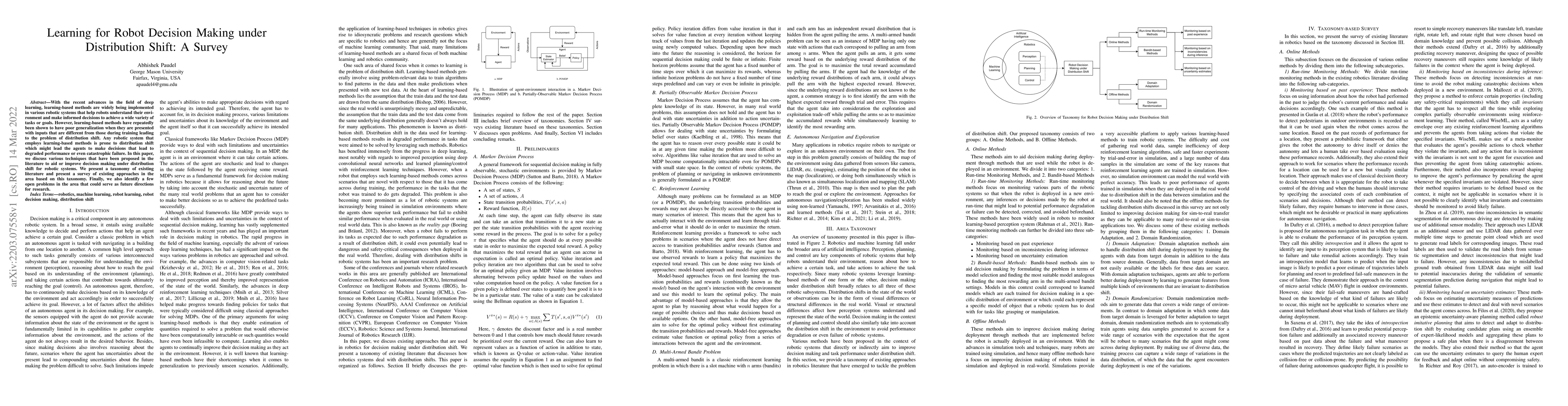 Thumbnail for Learning for Robot Decision Making under Distribution Shift: A Survey