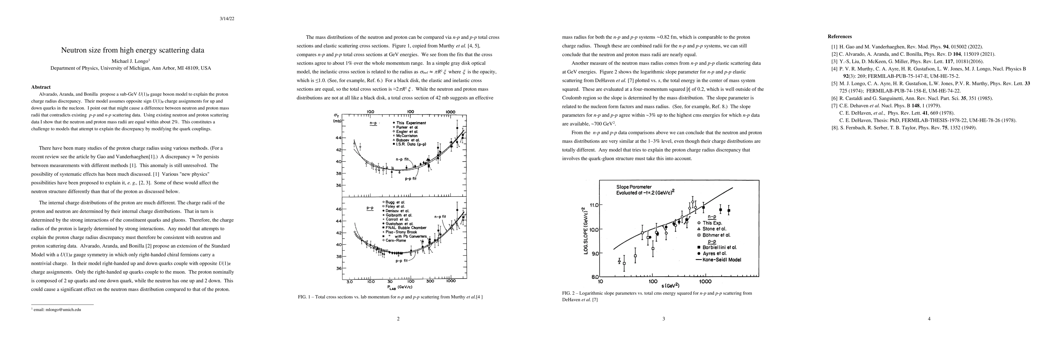 Thumbnail for Neutron size from high energy scattering data