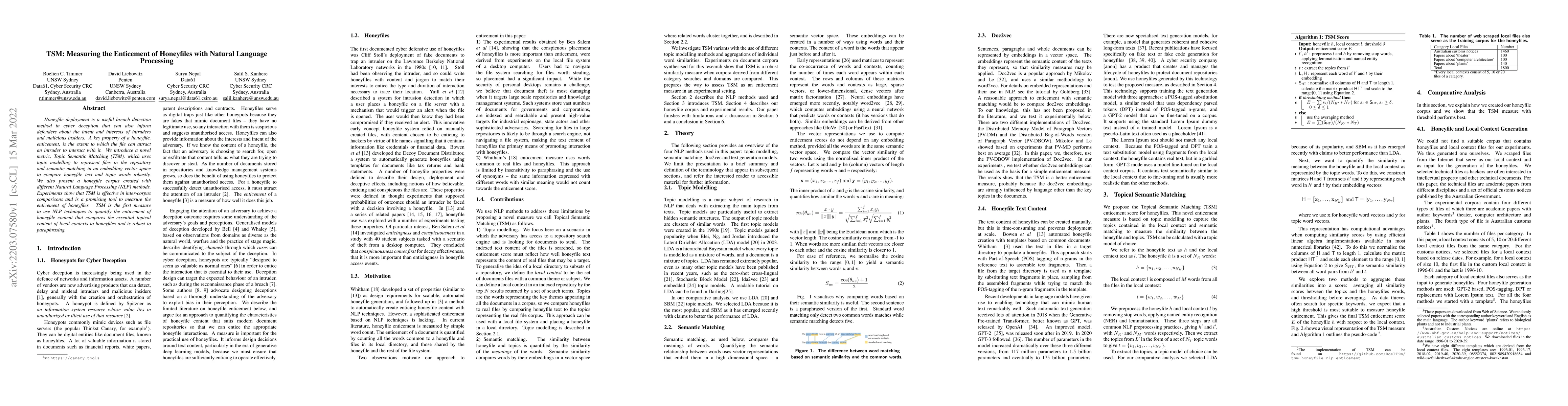 Thumbnail for TSM: Measuring the Enticement of Honeyfiles with Natural Language
  Processing