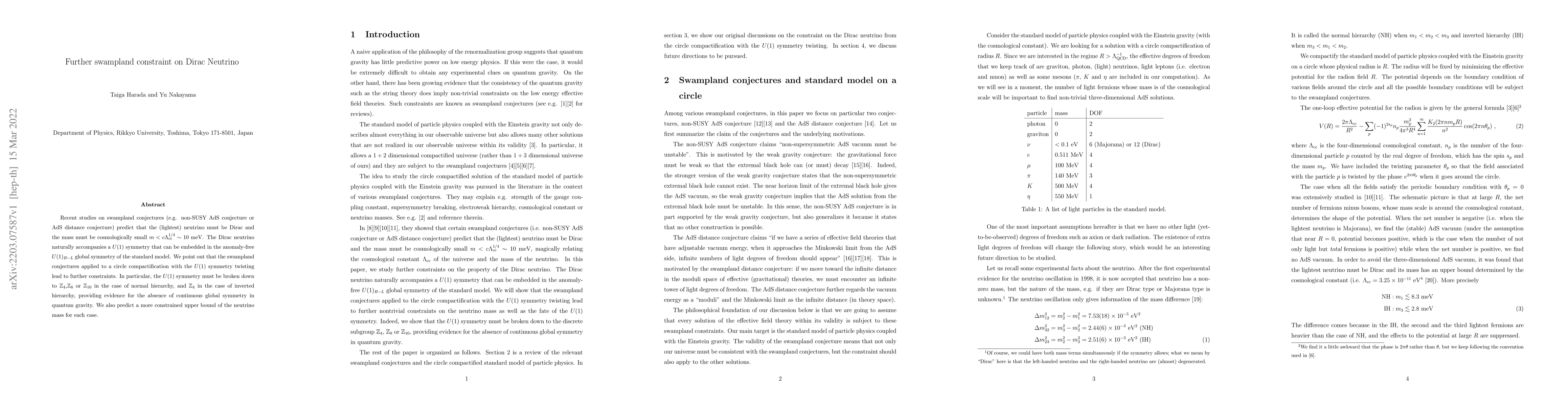 Thumbnail for Further swampland constraint on Dirac Neutrino