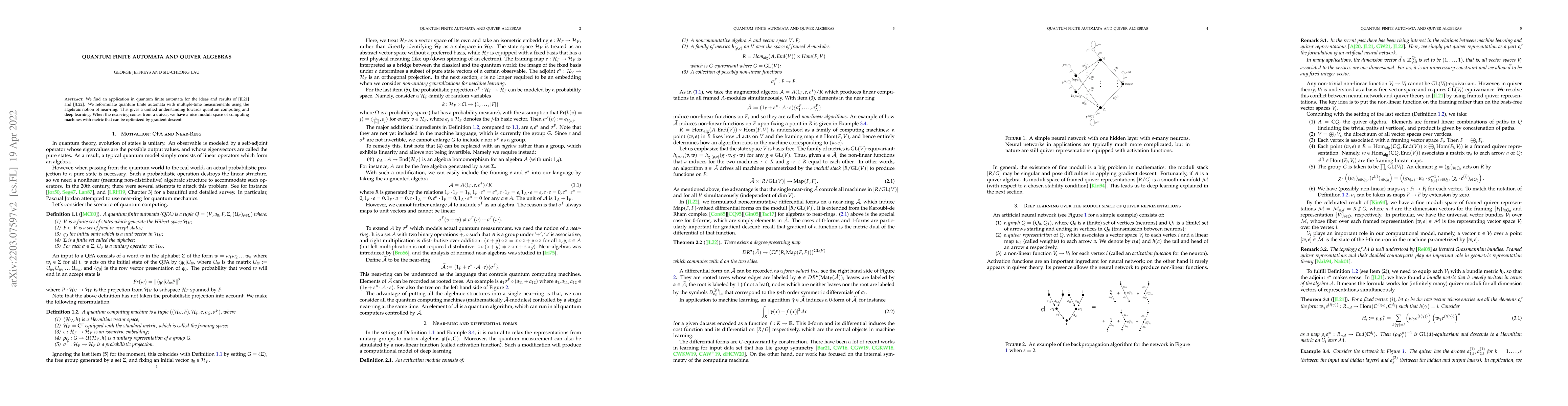 Thumbnail for Quantum Finite Automata and Quiver Algebras