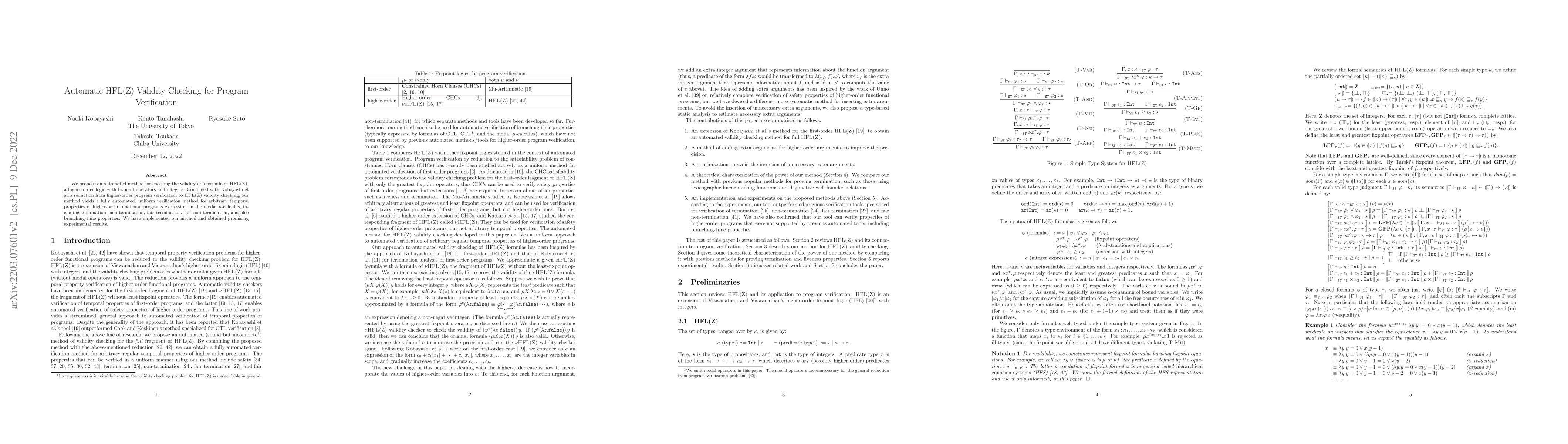Thumbnail for Automatic HFL(Z) Validity Checking for Program Verification