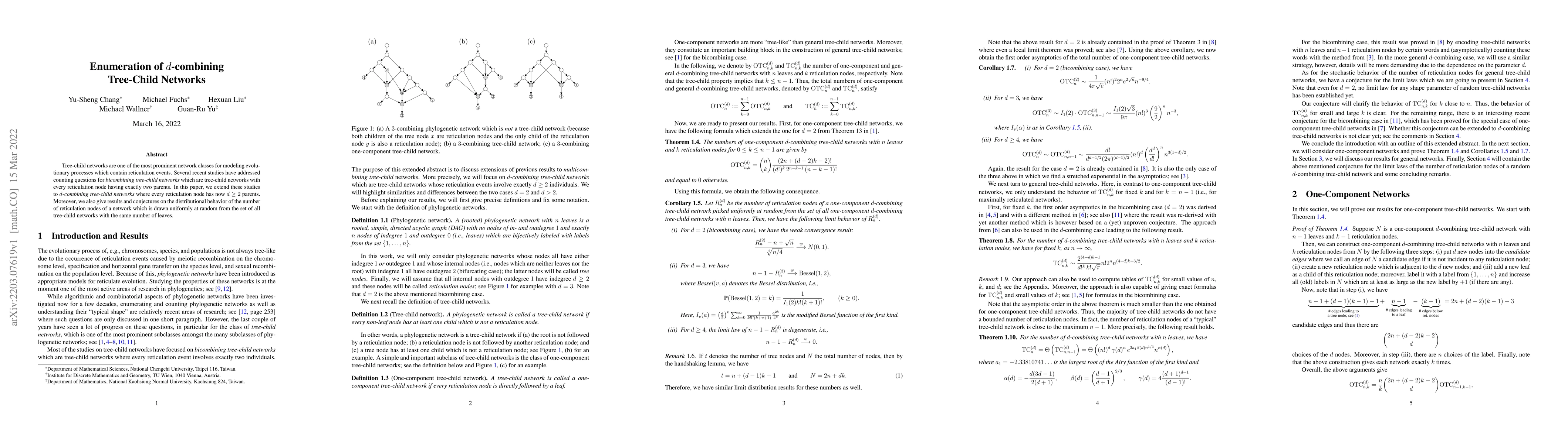 Thumbnail for Enumeration of $d$-combining Tree-Child Networks