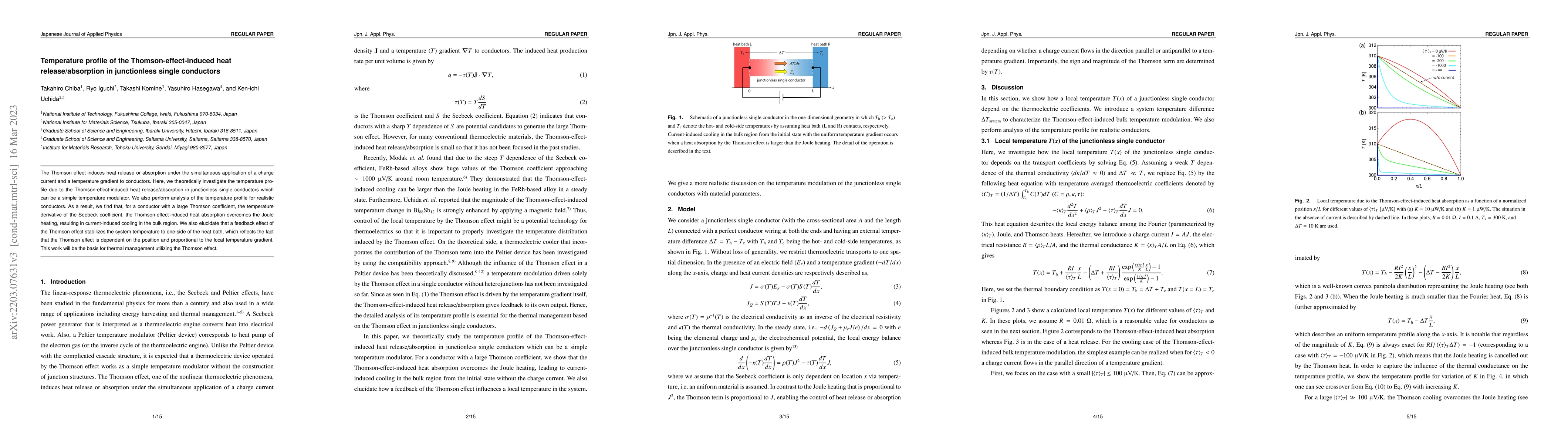 Thumbnail for Temperature profile of the Thomson-effect-induced heat
  release/absorption in junctionless single conductors