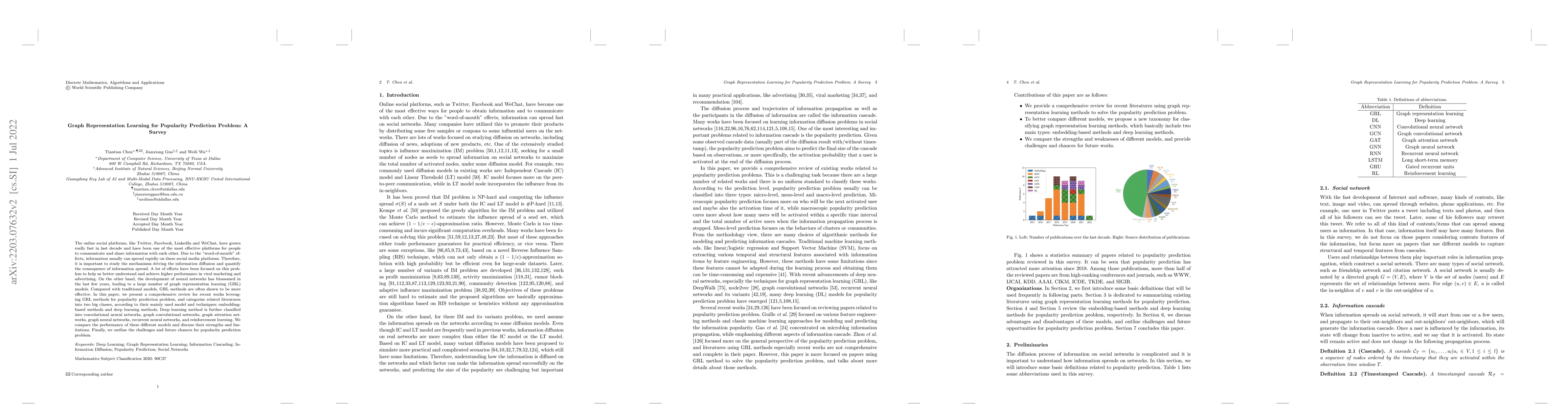 Thumbnail for Graph Representation Learning for Popularity Prediction Problem: A
  Survey