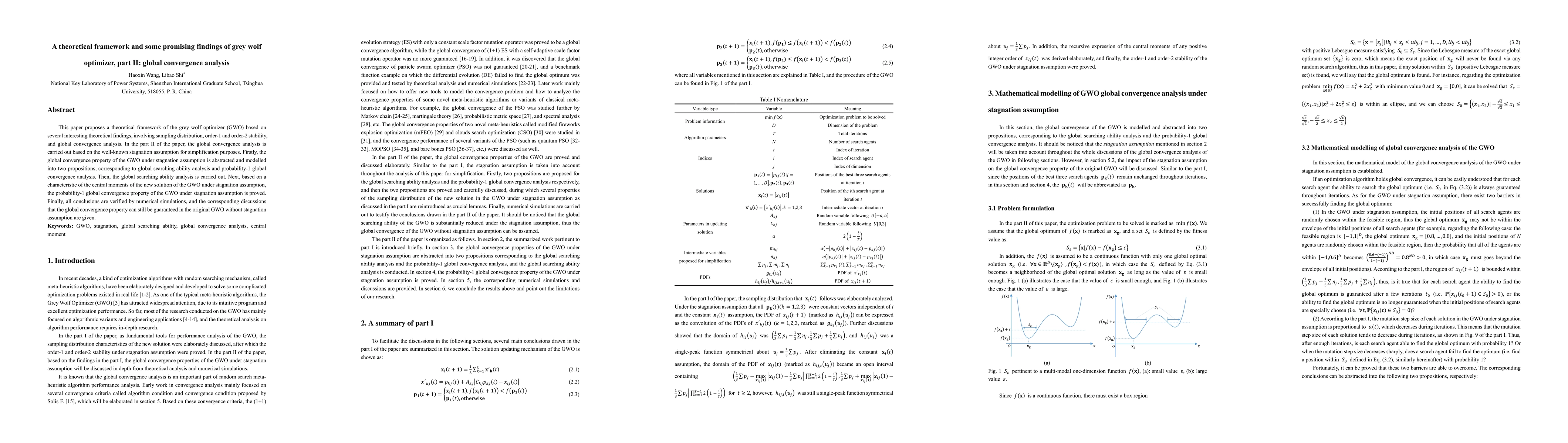 Thumbnail for A theoretical framework and some promising findings of grey wolf
  optimizer, part II: global convergence analysis