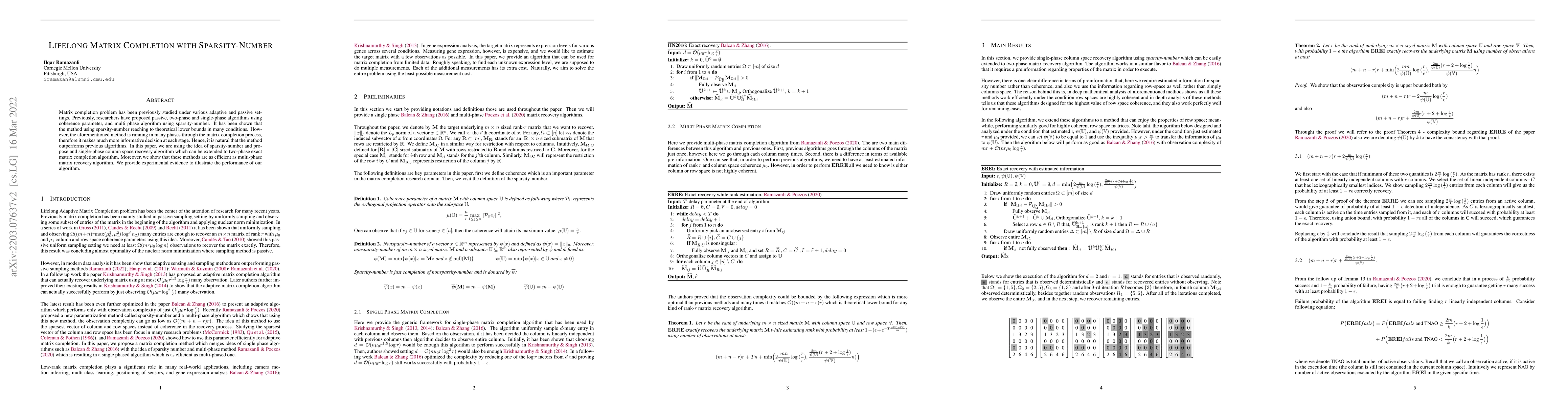 Thumbnail for Lifelong Matrix Completion with Sparsity-Number