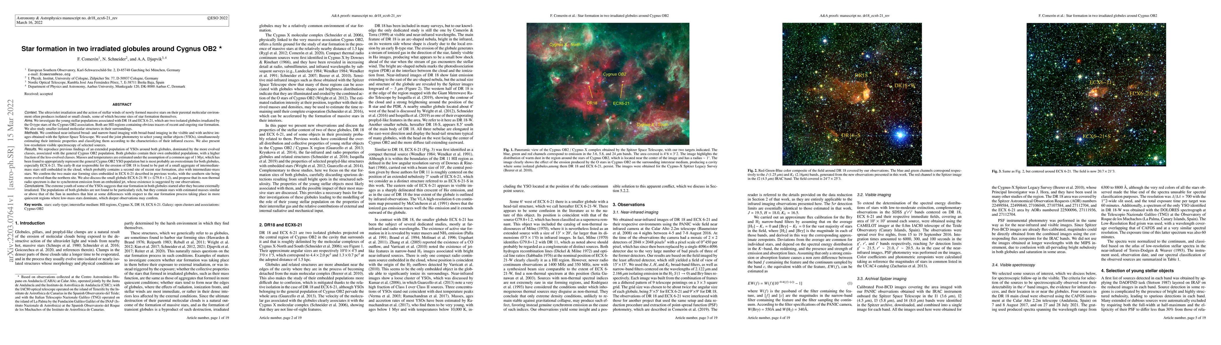 Thumbnail for Star formation in two irradiated globules around Cygnus OB2