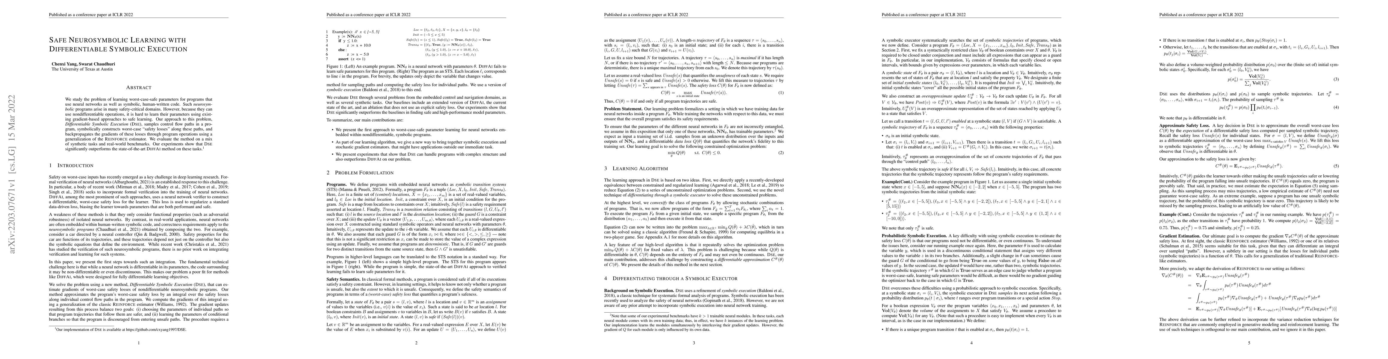 Thumbnail for Safe Neurosymbolic Learning with Differentiable Symbolic Execution
