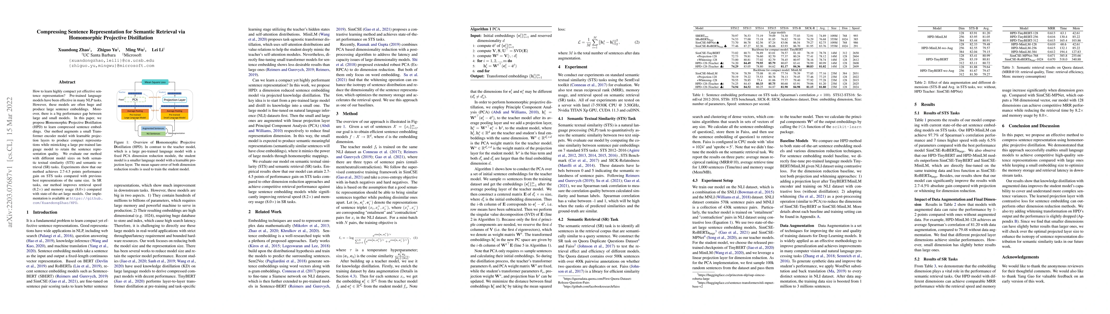 Thumbnail for Compressing Sentence Representation for Semantic Retrieval via
  Homomorphic Projective Distillation