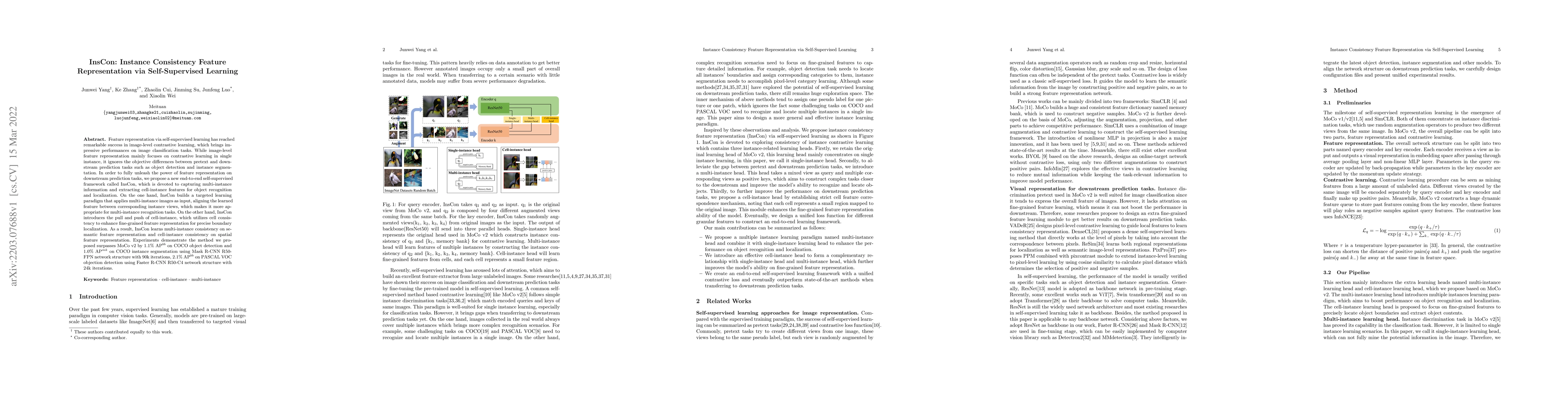 Thumbnail for InsCon:Instance Consistency Feature Representation via Self-Supervised
  Learning