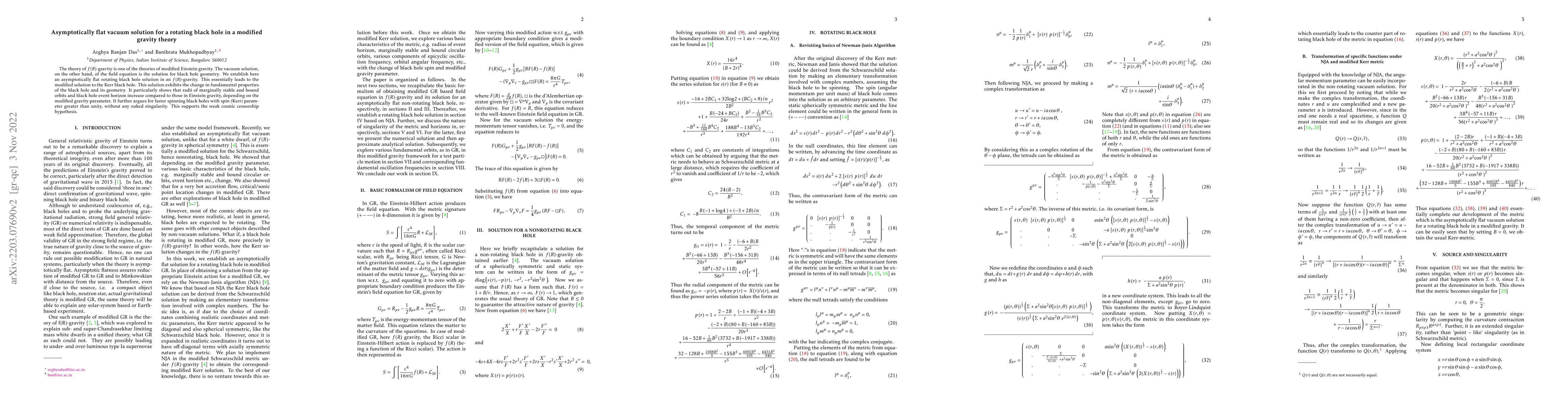 Thumbnail for Asymptotically flat vacuum solution for a rotating black hole in a
  modified gravity theory