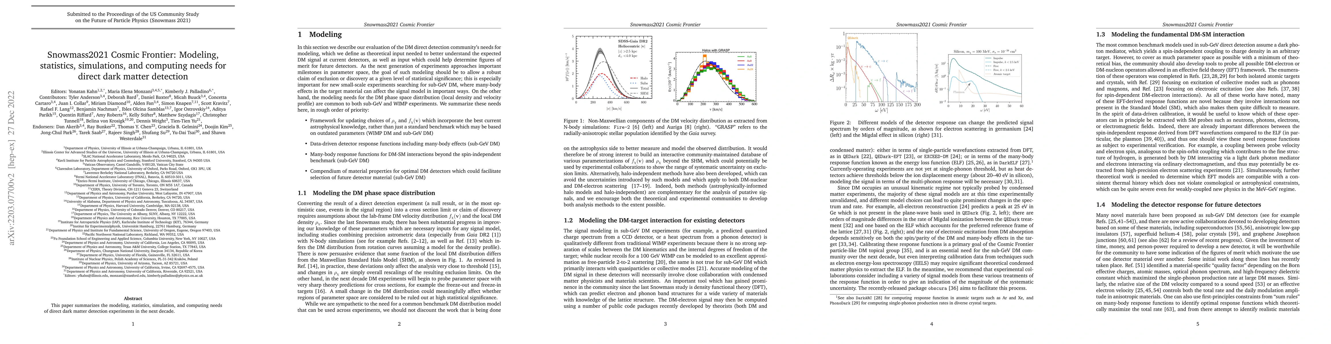 Thumbnail for Snowmass2021 Cosmic Frontier: Modeling, statistics, simulations, and
  computing needs for direct dark matter detection