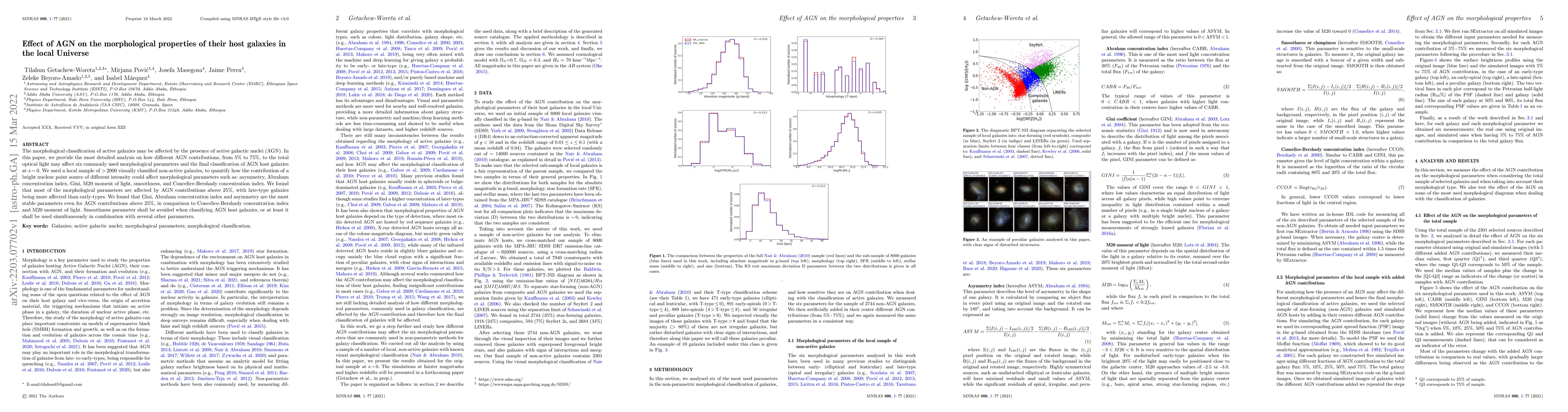 Thumbnail for Effect of AGN on the morphological properties of their host galaxies in
  the local Universe