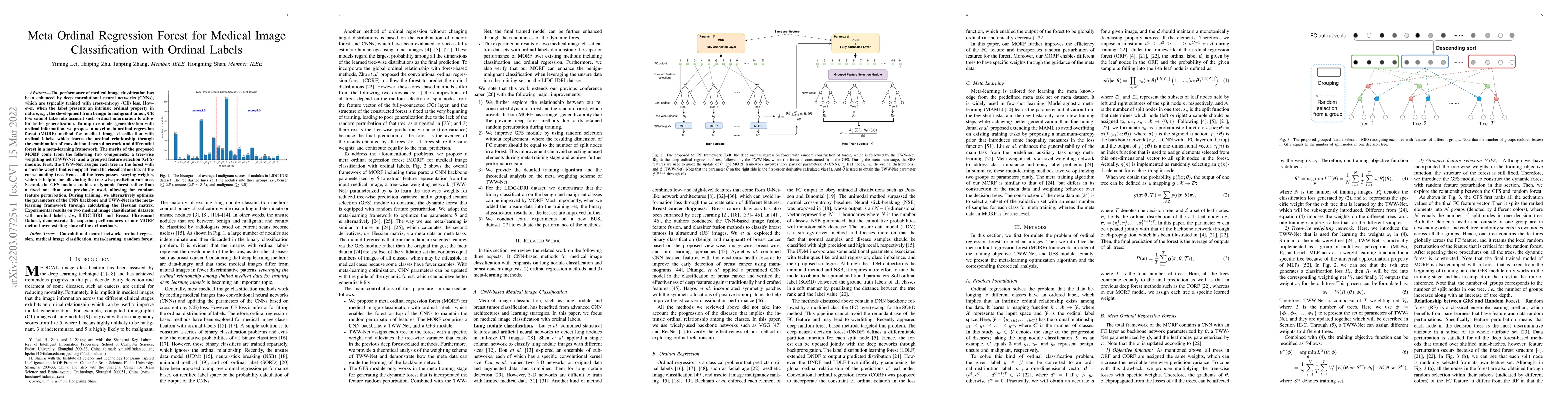 Thumbnail for Meta Ordinal Regression Forest for Medical Image Classification with
  Ordinal Labels