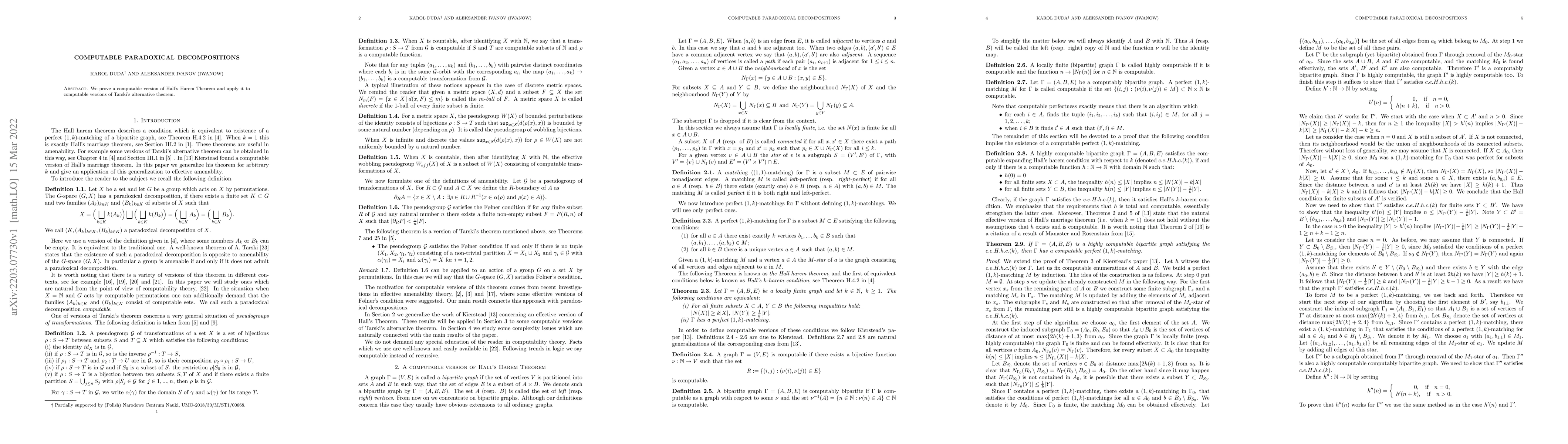 Thumbnail for Computable paradoxical decompositions