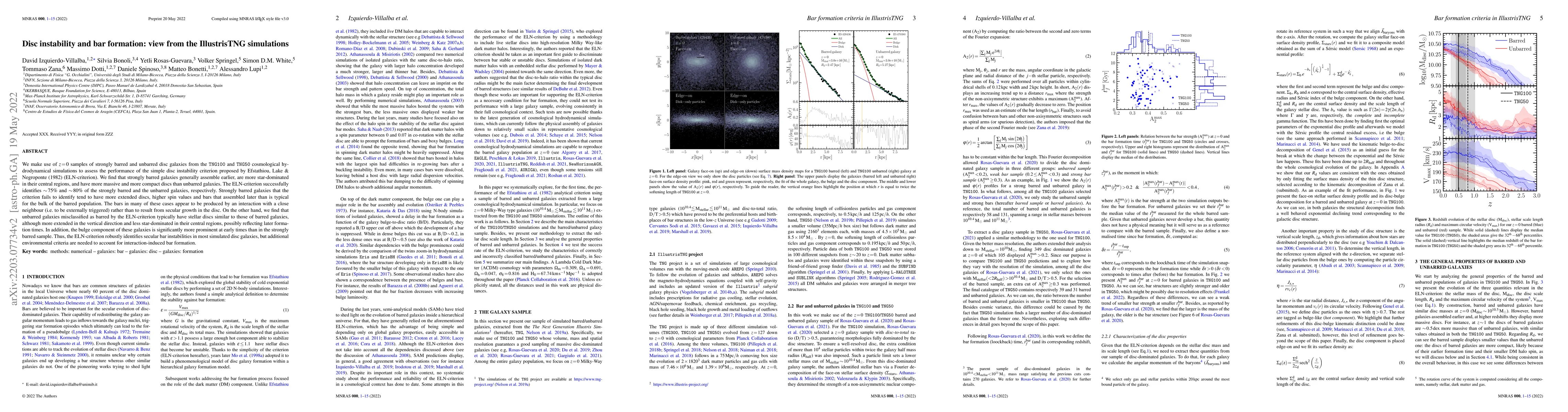 Thumbnail for Disc instability and bar formation: view from the IllustrisTNG
  simulations