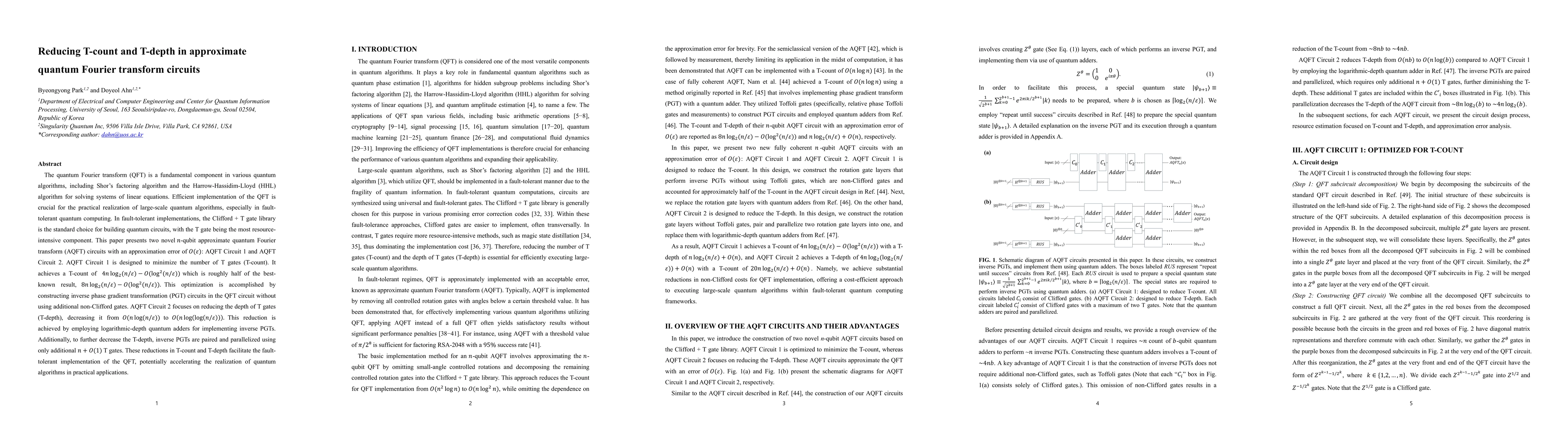 Thumbnail for T-count optimization of approximate quantum Fourier transform