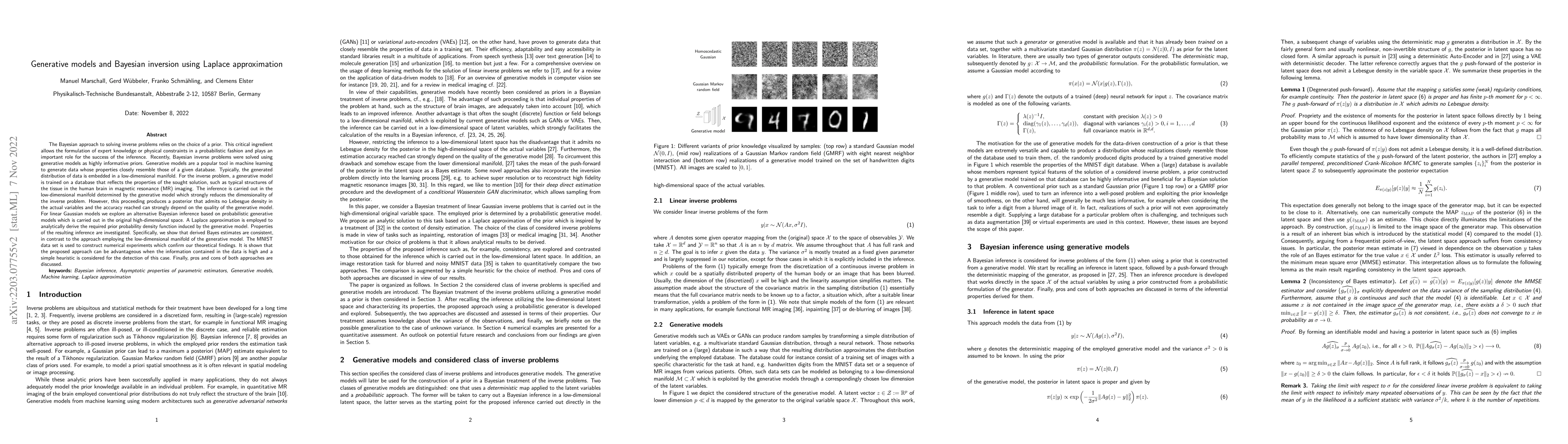 Thumbnail for Generative models and Bayesian inversion using Laplace approximation