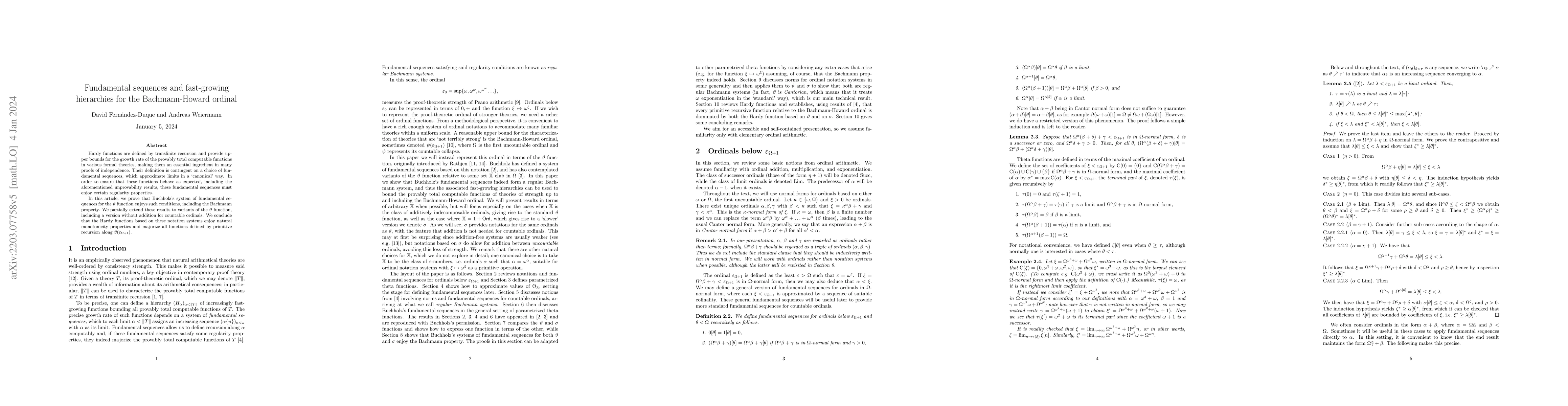 Thumbnail for Fundamental sequences and fast-growing hierarchies for the
  Bachmann-Howard ordinal