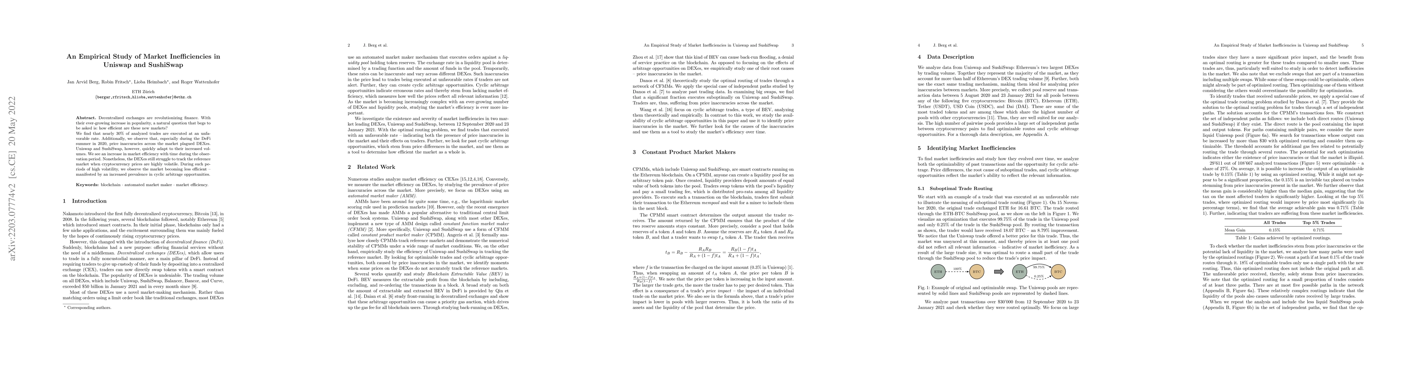 Thumbnail for An Empirical Study of Market Inefficiencies in Uniswap and SushiSwap