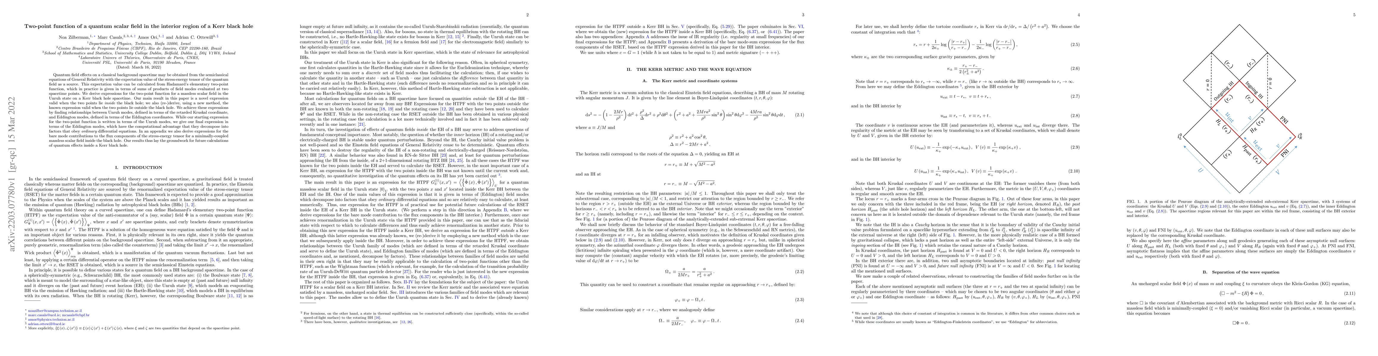 Thumbnail for Two-point function of a quantum scalar field in the interior region of a
  Kerr black hole
