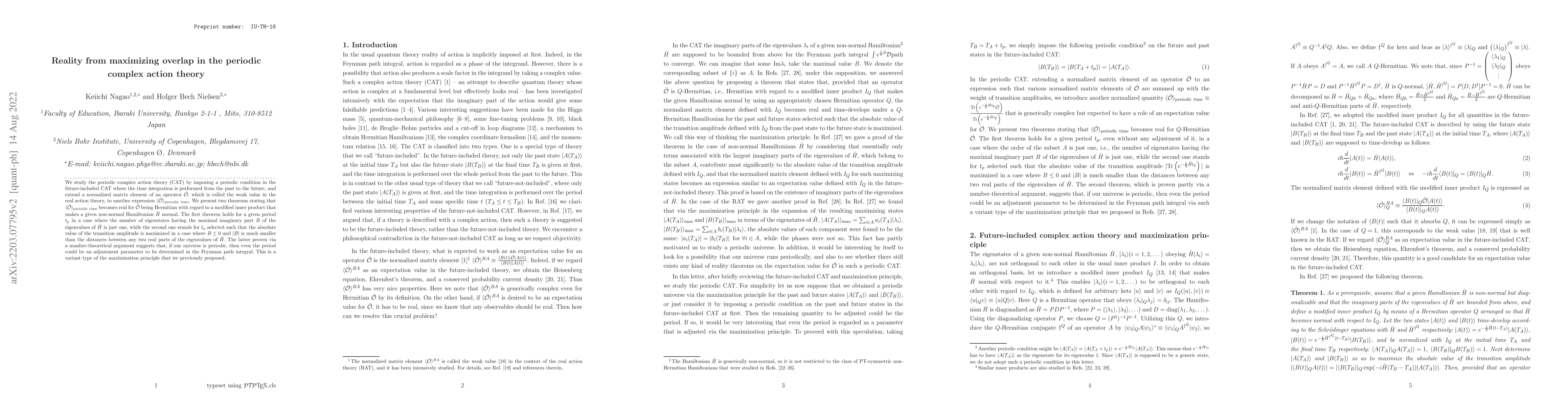 Thumbnail for Reality from maximizing overlap in the periodic complex action theory
