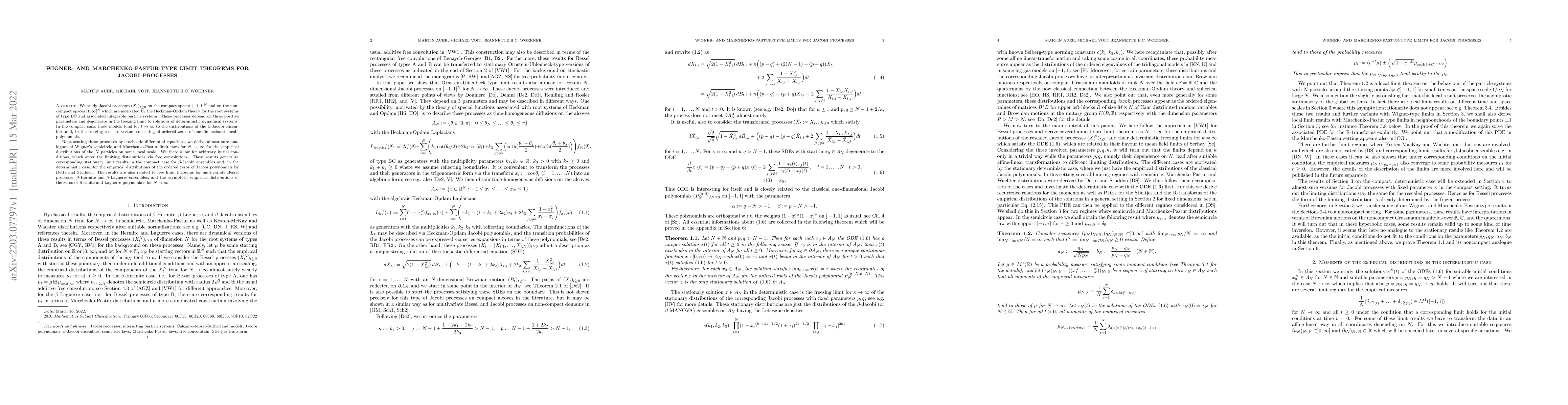 Thumbnail for Wigner- and Marchenko-Pastur-type limits for Jacobi processes