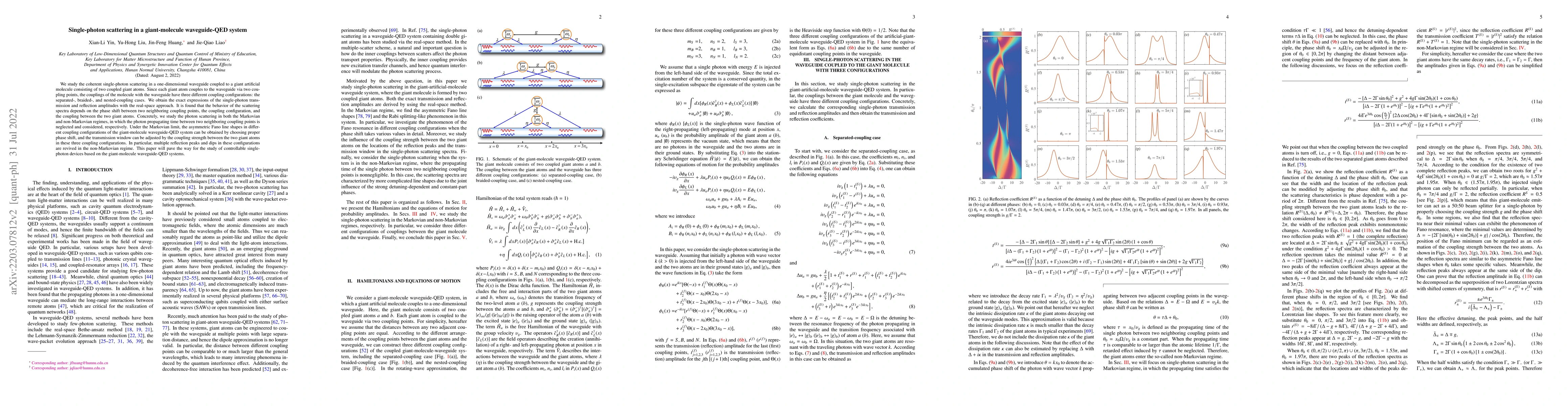 Thumbnail for Single-photon scattering in a giant-molecule waveguide-QED system
