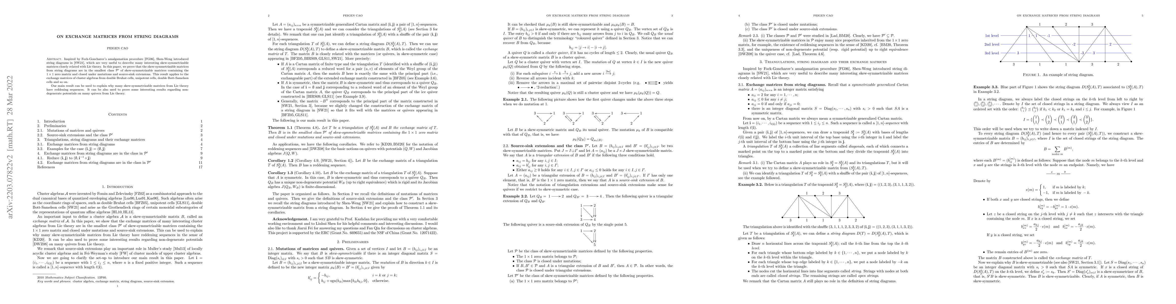 Thumbnail for On exchange matrices from string diagrams