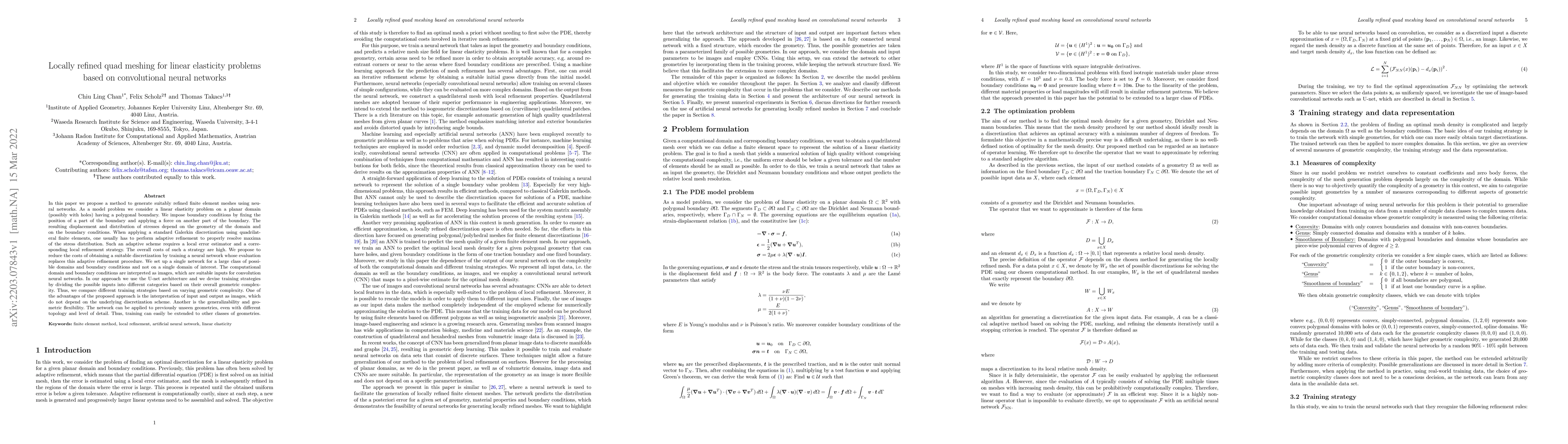 Thumbnail for Locally refined quad meshing for linear elasticity problems based on
  convolutional neural networks