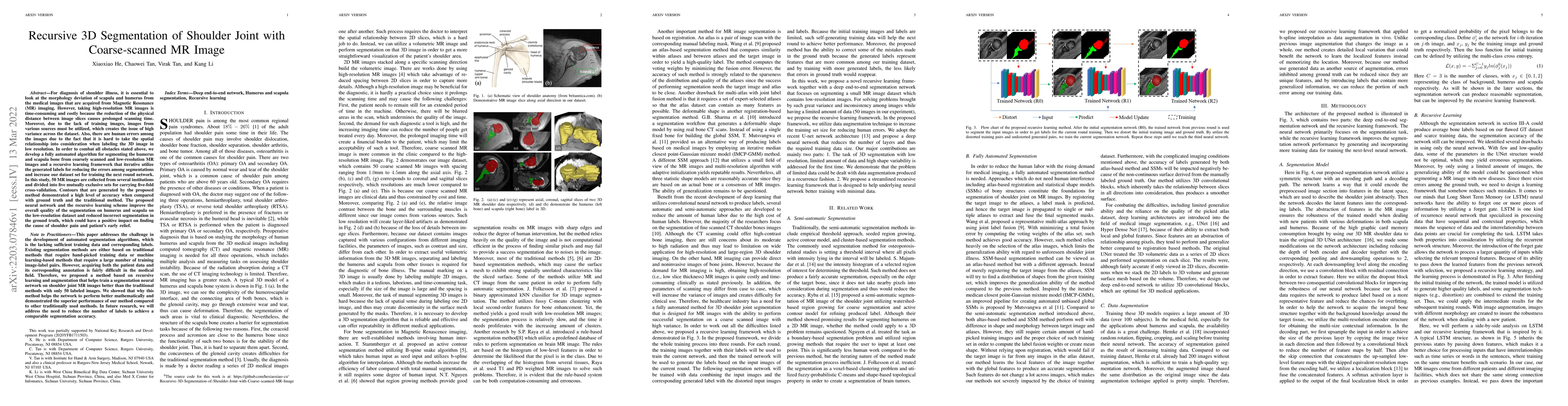 Thumbnail for Recursive 3D Segmentation of Shoulder Joint with Coarse-scanned MR Image