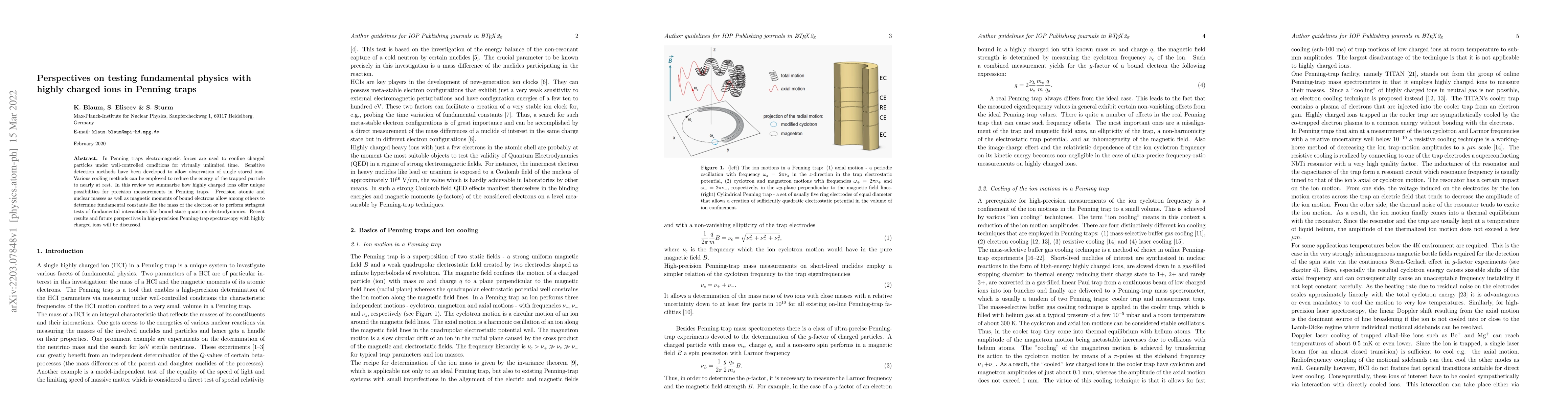 Thumbnail for Perspectives on testing fundamental physics with highly charged ions in
  Penning traps