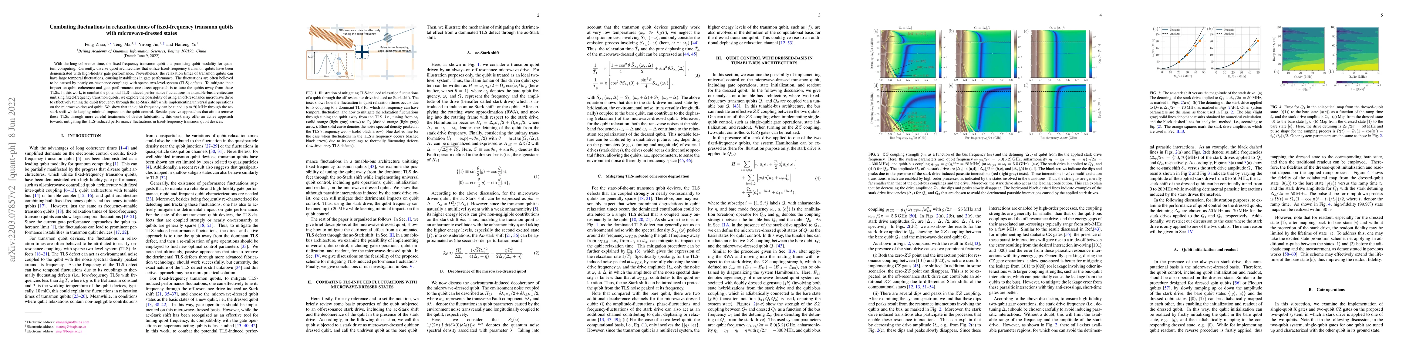 Thumbnail for Combating fluctuations in relaxation times of fixed-frequency transmon
  qubits with microwave-dressed states