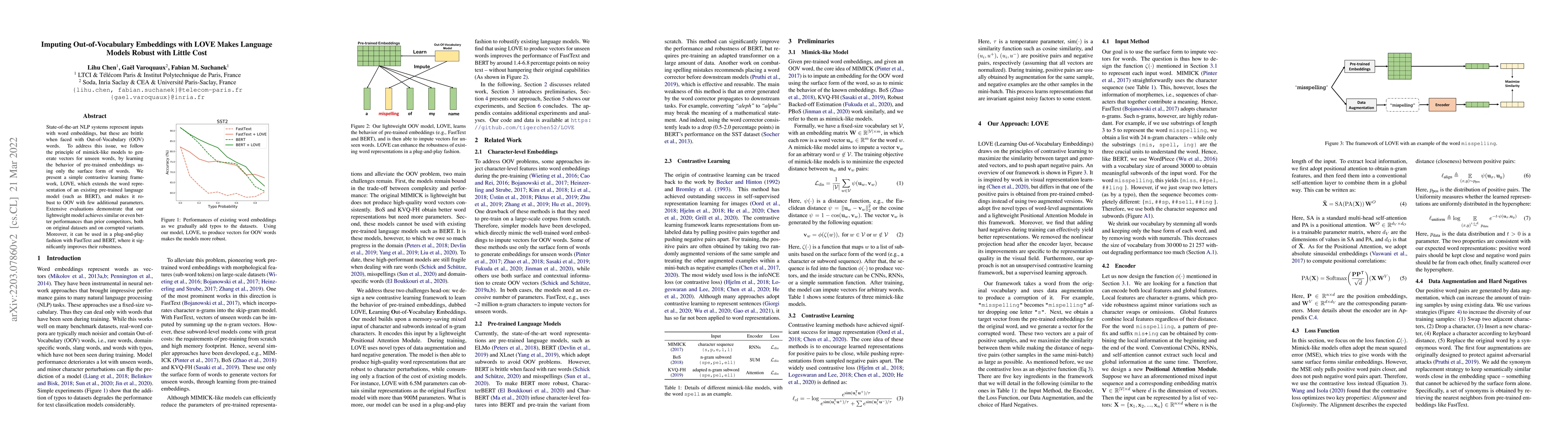 Thumbnail for Imputing Out-of-Vocabulary Embeddings with LOVE Makes Language Models
  Robust with Little Cost