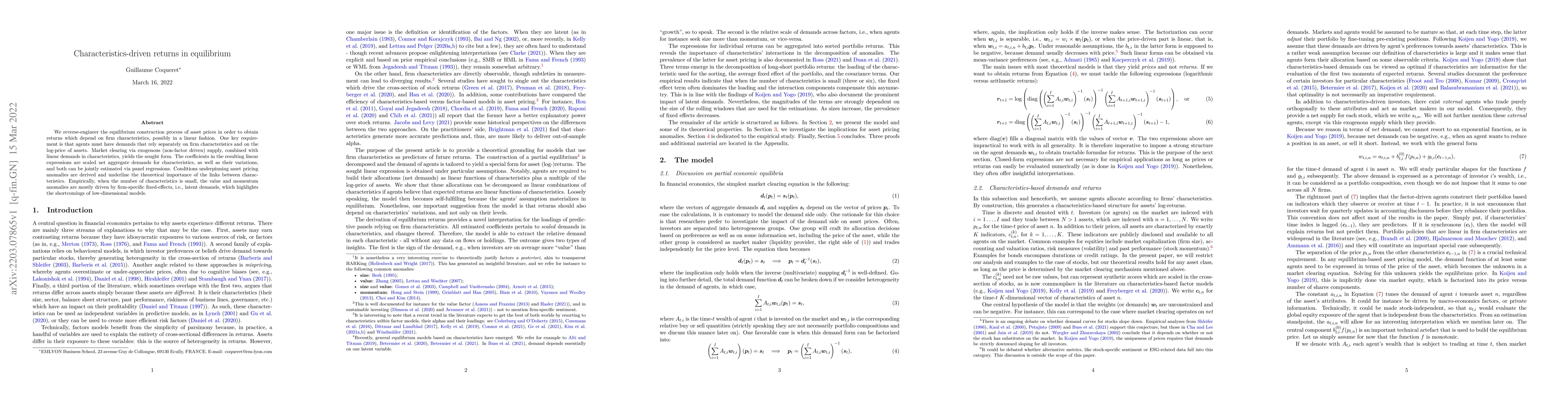 Thumbnail for Characteristics-driven returns in equilibrium