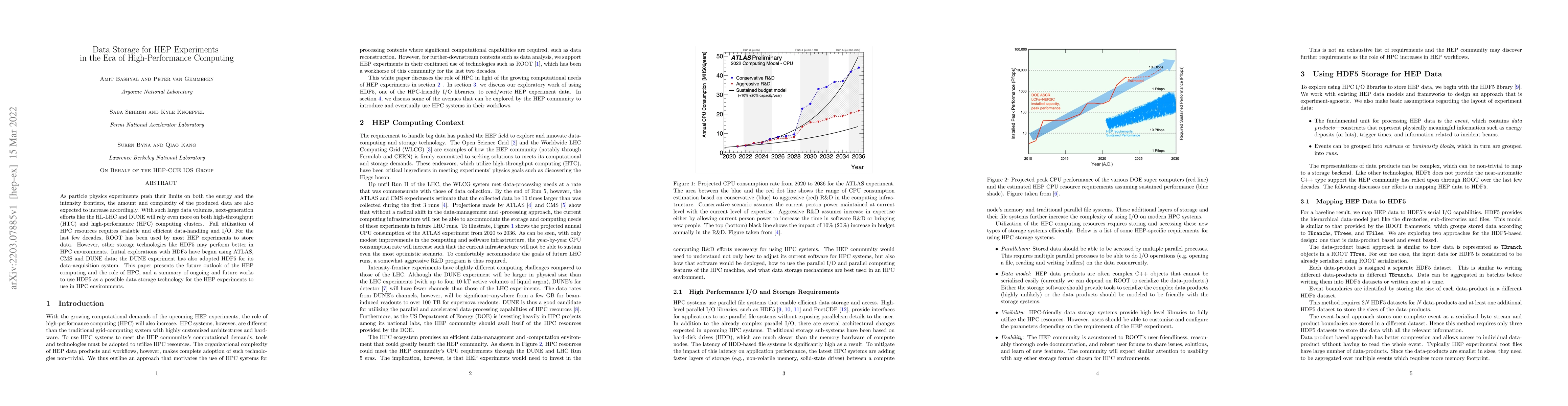 Thumbnail for Data Storage for HEP Experiments in the Era of High-Performance
  Computing